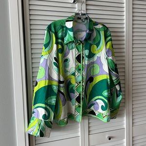 Green Zara Multi-print Blouse NWT Size M